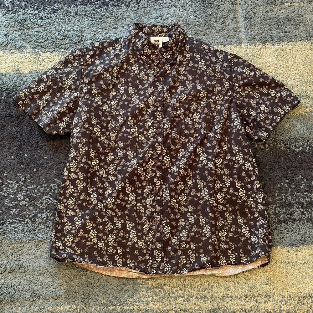 Kennington California Short Sleeve Button Up Shirt Navy Blue Floral Men's XL